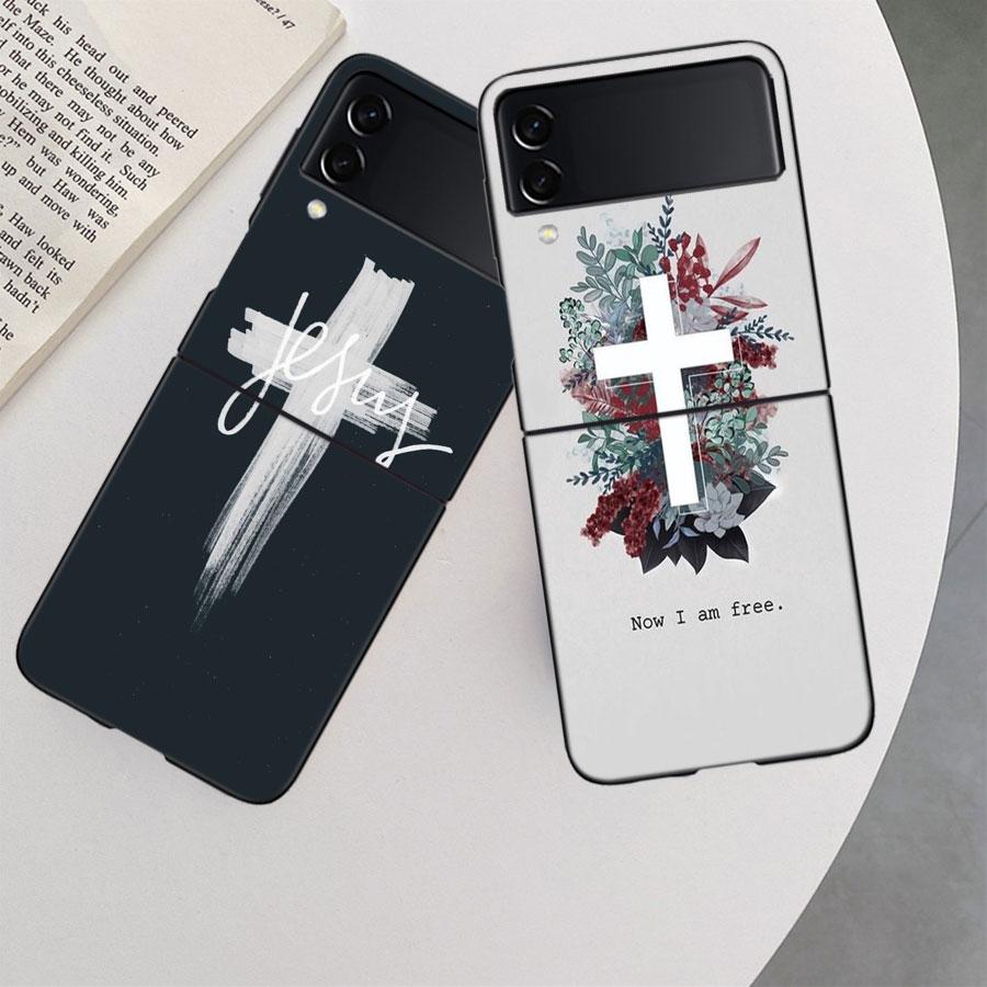 God Jesus Pray Case for Samsung Galaxy Z Flip 6 Flip 5 4 3 5G Black Cell Phone Cover Samsung Z Flip 5 5G Luxury PC Shell Coqu
