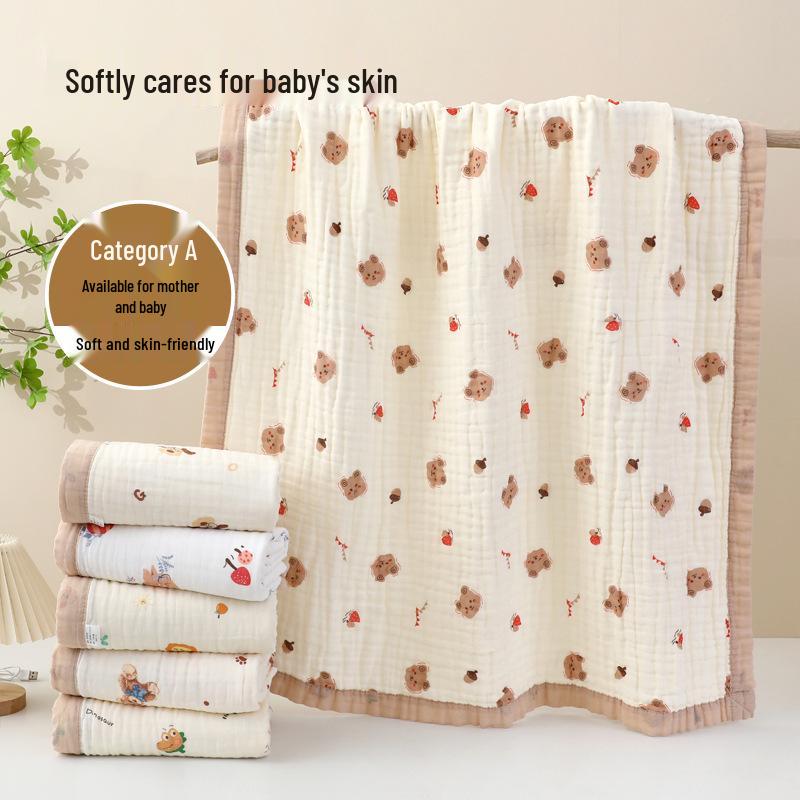 Soft Cartoon Baby Bath Towel: Pure Cotton, Skin-Friendly, All-Season, Universal Fit