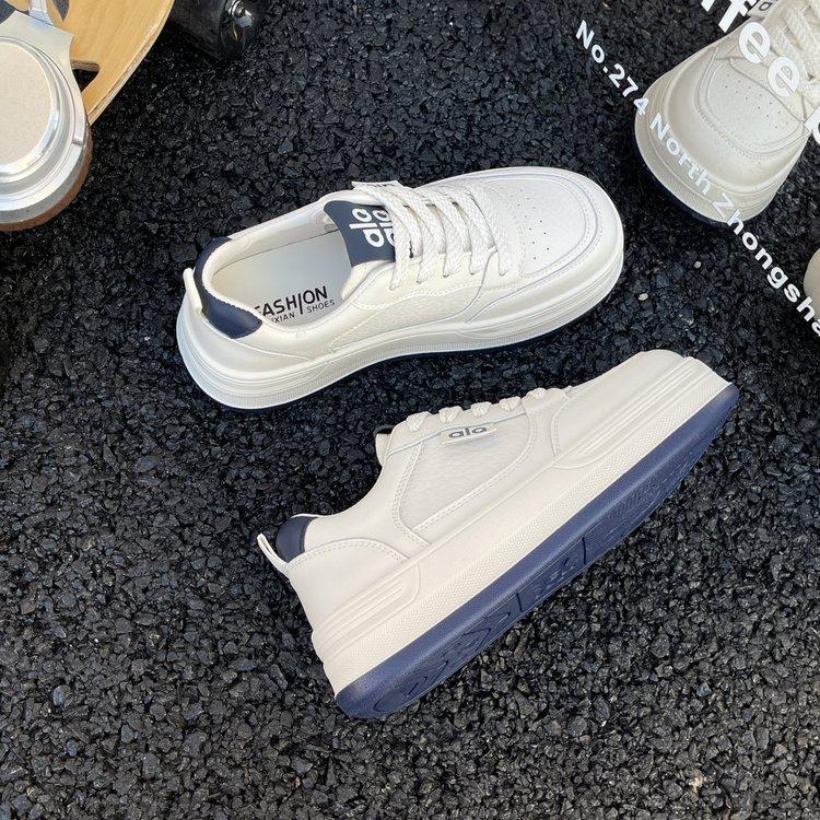 

Кожаные маленькие белые туфли женские ультралегкие с увеличением высоты 2025 весна и осень новые универсальные дышащие кеды на толстой подошве 40 синий