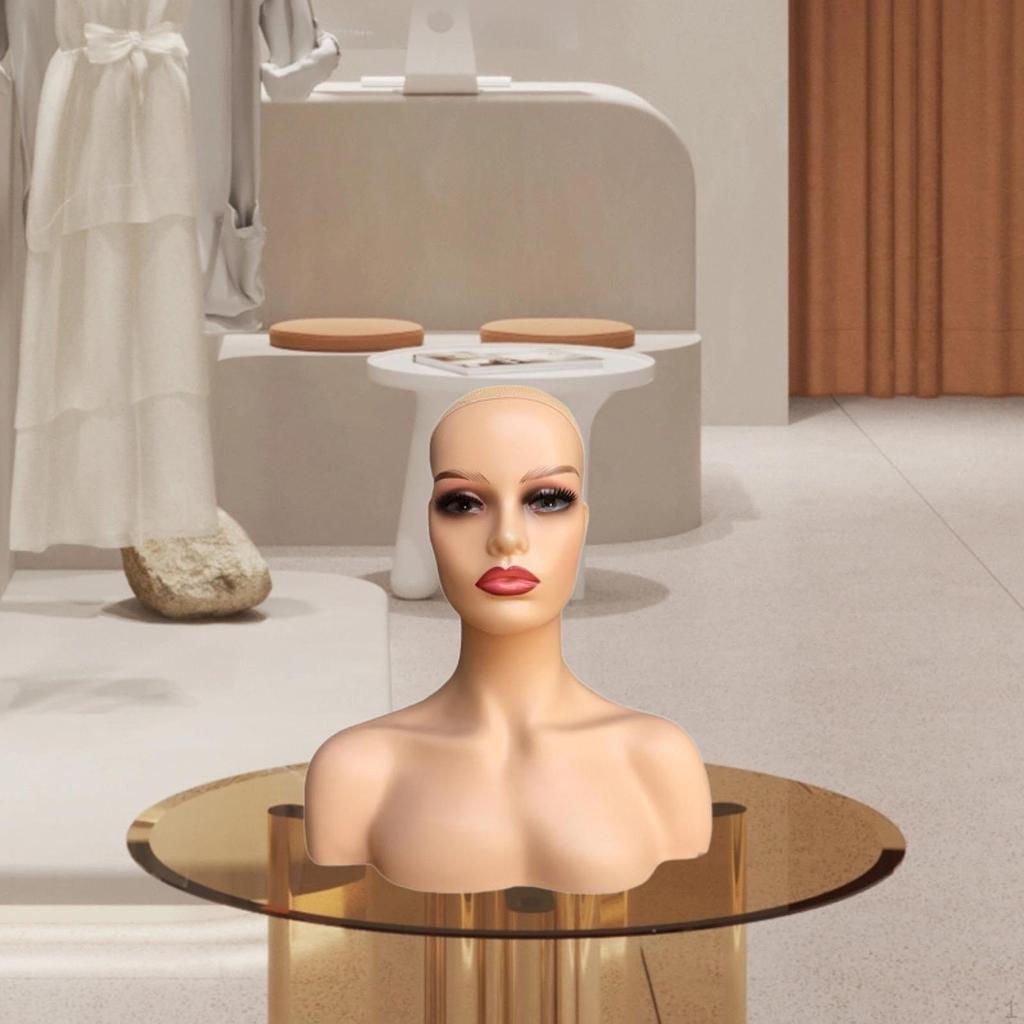 Female Mannequin Head Manikin Bust Circumference 53cm Wig Showing Stand Holder for