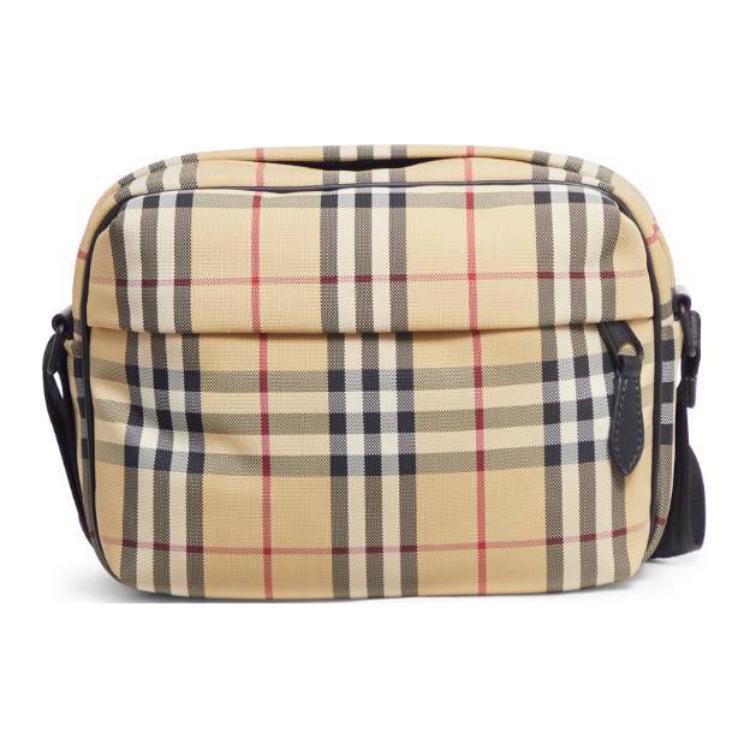 Burberry Adjustable Shoulder Strap Check Nylon Crossbody Bag Men Bags Beige 8084111