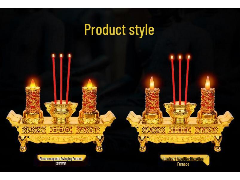 Dual-Use LED Incense & Candle Holder for Ancestor Worship (Battery-Free)