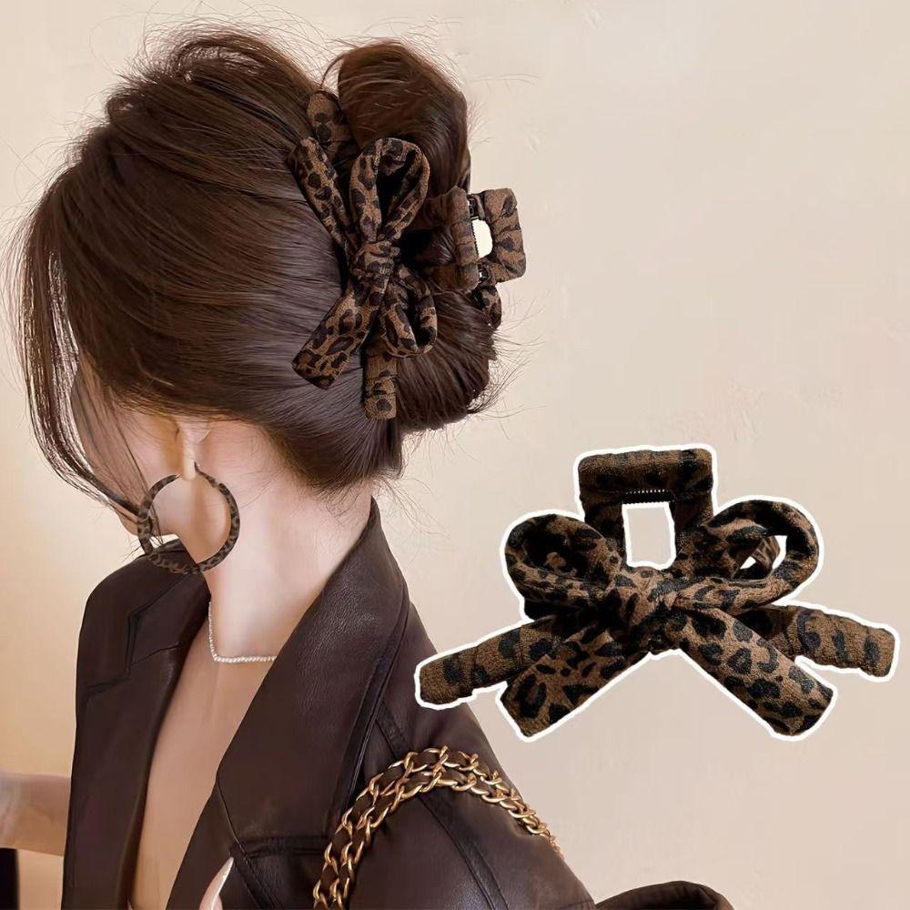 Leopard Print Hair Clip Elegant Hair Claw Fashion Shark Clip  Women