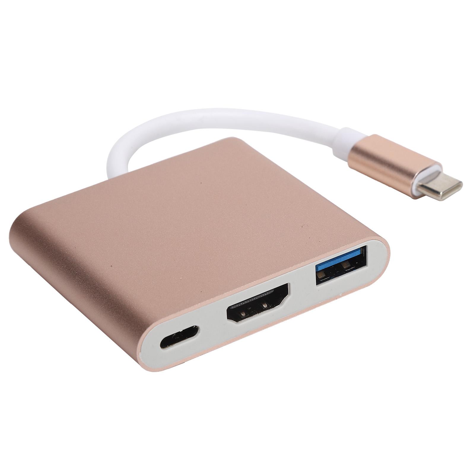

Адаптер USB C 3.1 3 в 1 Конвертер-хаб Док-станция Мультимедийный интерфейс высокой четкости 4K Розовое золото розового золота
