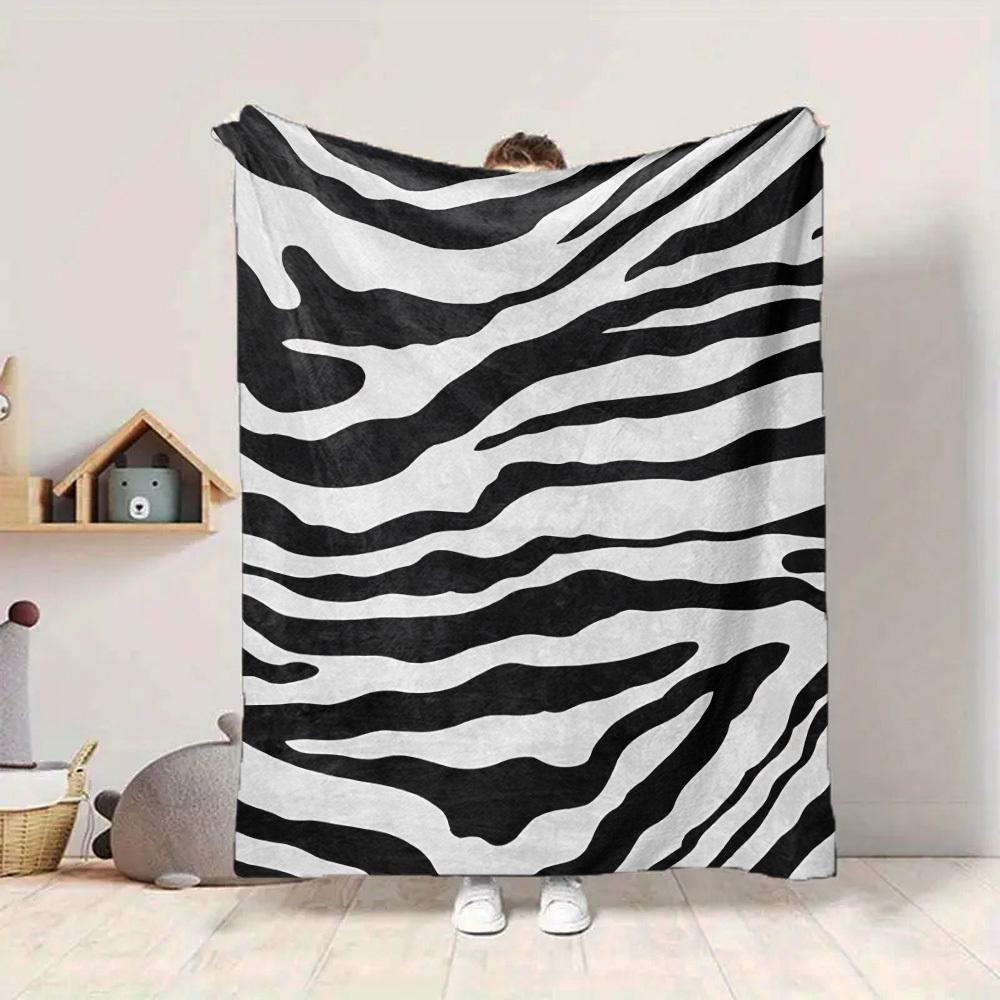 1pc Zebra Print Blanket Warm, Cozy, And Soft, Suitable for Sofas, Beds, Cars, And Office Use.Perfect for Camping And Travel, Making It a Great Gift fo