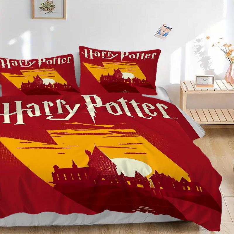 3pcs Harry Potter Bedding Set, Soft Polyester Duvet Cover and Pillowcases Machine Washable Seasons All Suitable 96