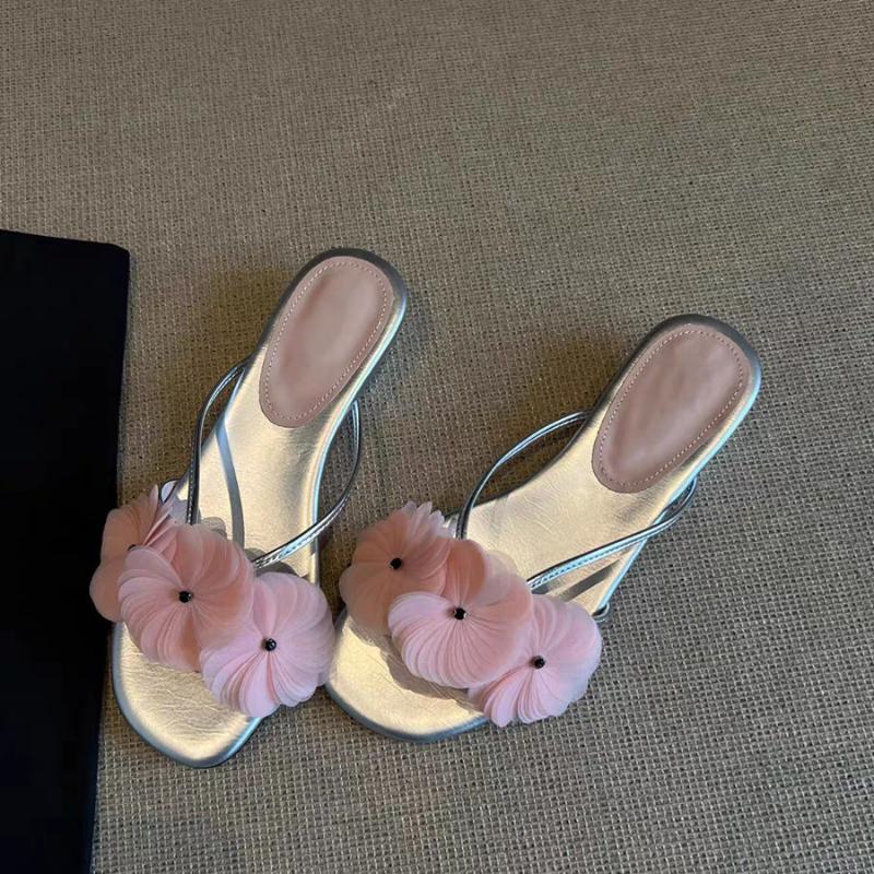 Flower Women Slippers Flats Beach Dress Shoes Summer Sandals 2025 New Casual Flip Flops Open Toe Sport Slides Mujer Sandalias