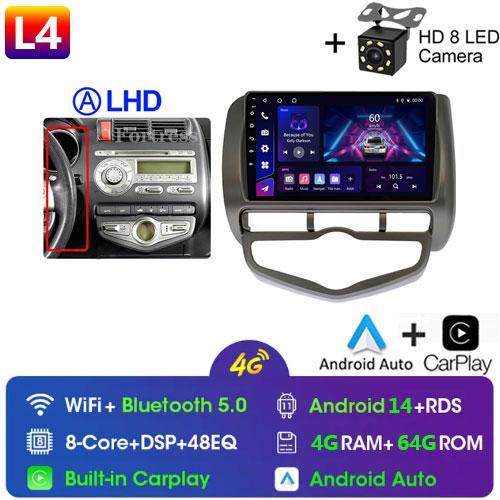 Android 14 Radio For Honda JAZZ City 2002 2003 2004 2005-2007 Car Stereo Multimedia Player Carplay Auto GPS Navigation 2DIN DSP
