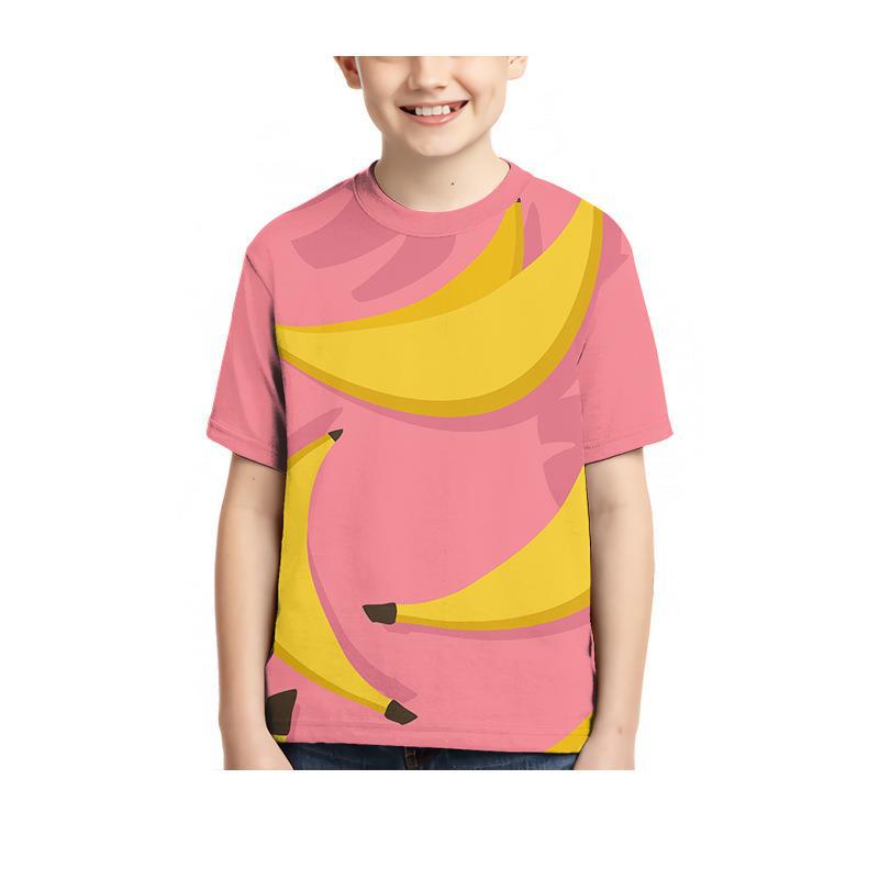 Summer Round Neck 3D Fruit Printed Top Fashionable Casual Short Sleeved Children's Boy T-shirts