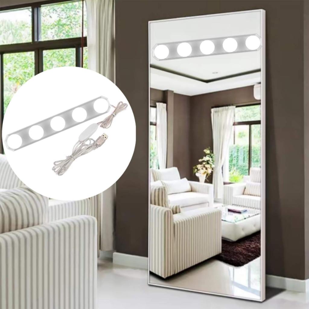 Tomshine Actress LED Mirror Lighting 5 LED Adjustable No Holes Hollywood USB Charging Cable Easy for Beauty and Bathrooms Light, Light, 3-Color +