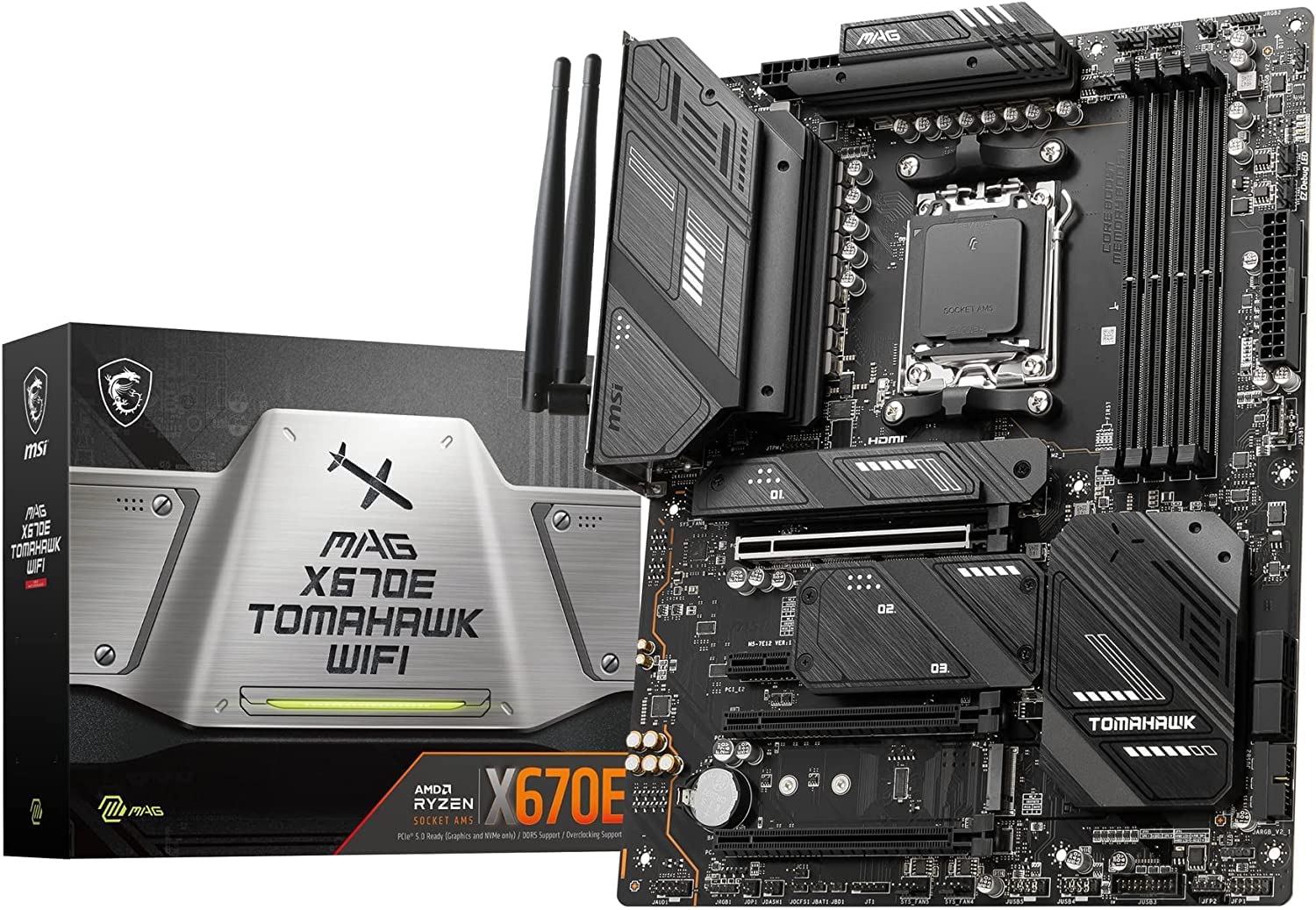 

MSI Материнська плата Популярний стандарт MAG X670E TOMAHAWK WIFI AMD Ryzen Series Compatible 80A SPS Power Phase X670E Набір мікросхем ATX MB6167 [модель MSI]