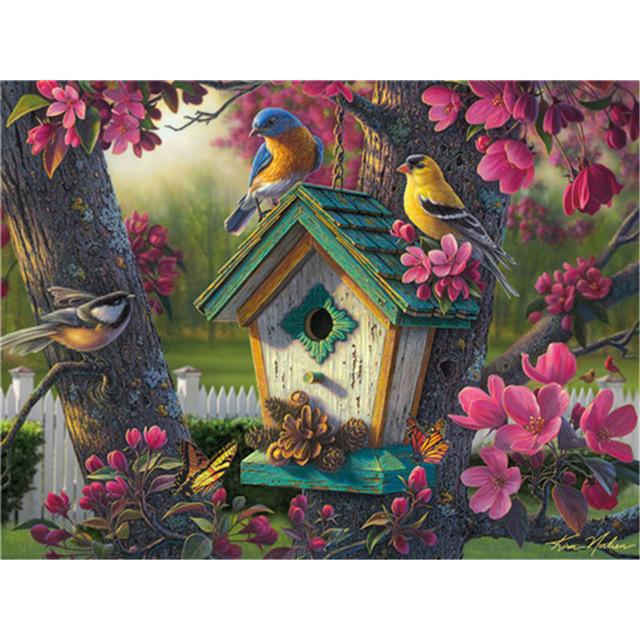 

5D DIY Алмазная картина Пейзажная живопись Пейзажная живопись Дом Полный алмаз Квадратный алмаз Украшение дома Картина Закат Full Round 40X50CM синий