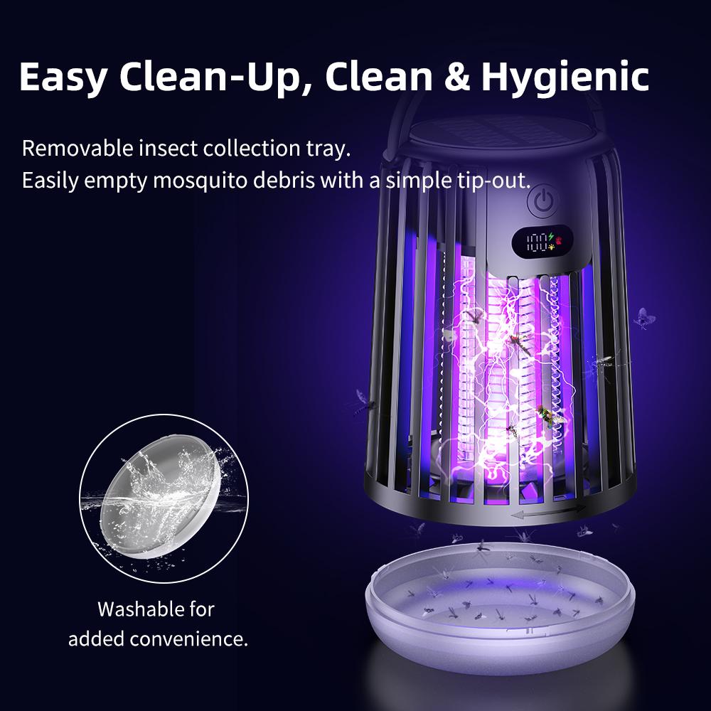 Luz Solar para Jardín Matamoscas Solar para Exteriores con Trampa Recargable para Insectos y Moscas Lámpara Matamosquitos para Jardín Luz de Calle
