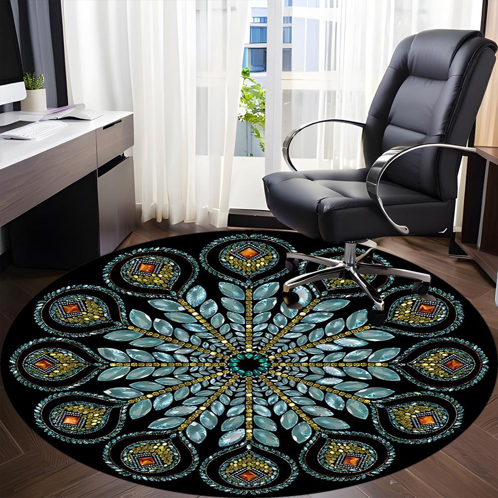 1PC Crystal Mandala Chair Carpet for Office Non-Slip, Lightweight, Machine Washable Rug for Office, Sleeping, Room - Holiday DecorPolyester