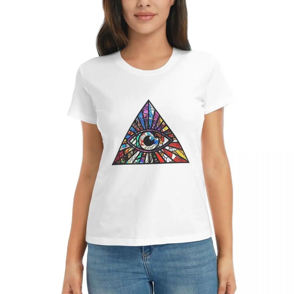 Women TShirt Eye Illuminati Summer Short Sleeve Tees ONeck Cotton T Shirts Clothes Tops Streetwear
