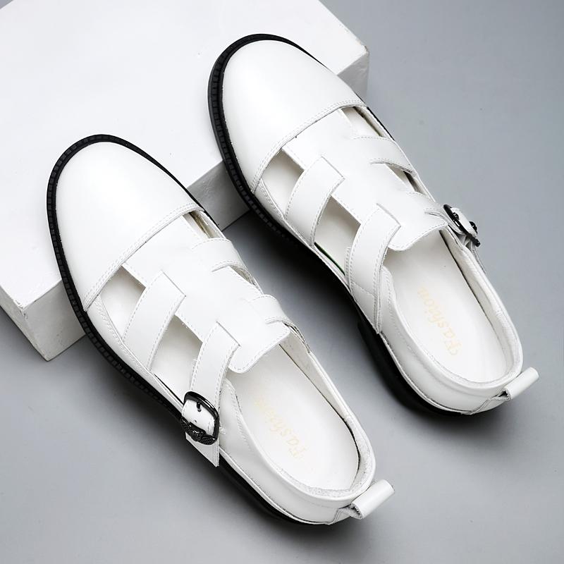 Fashion Stylish Casual Leather Sandals Outdoor Men Summer Flats Breathable Slippers Non-slip Comfortable Beach Shoes Light Roma Footwear