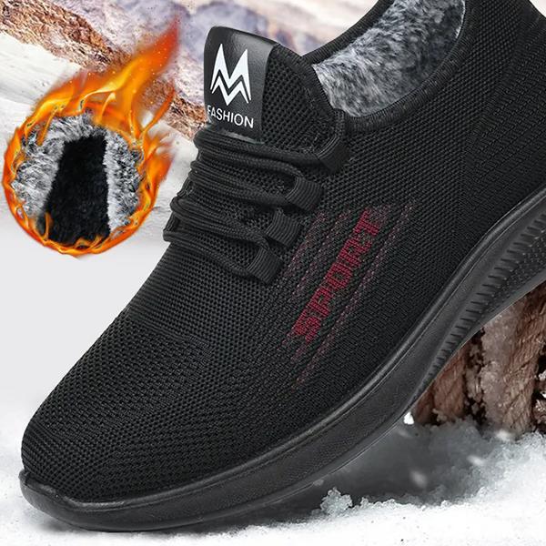 WTEMPO Pánské teplé jednobarevné ploché boty protiskluzové ležérní boty zimní velké velikosti pánské bavlněné boty s měkkou podrážkou plyšové tenisky