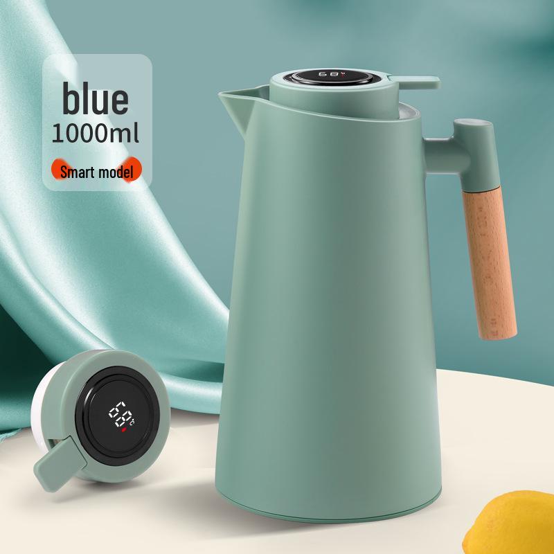 Press-Type Smart Insulated Kettle with Glass Liner - Large Capacity Thermos for Home Use