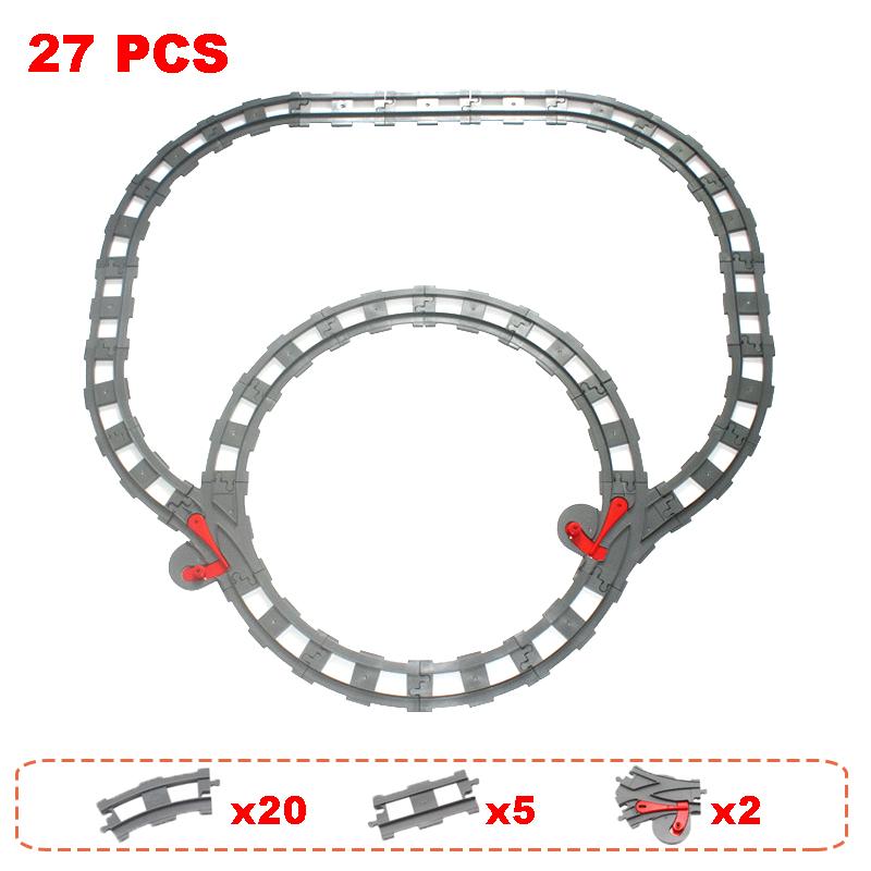 Non-Toxic Rail Transport Big Size Building Blocks Creative Track Accessories Assemble Toys For Children Bricks Compatible City Train Set