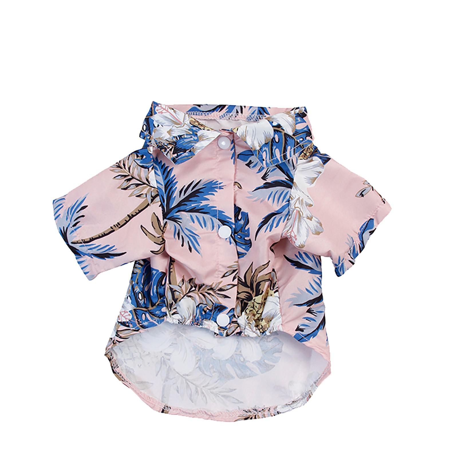 

Pet Summer T-shirt Hawaiian Flower Dog Shirt Hawaiian Print Pet T-shirt XS рожевий