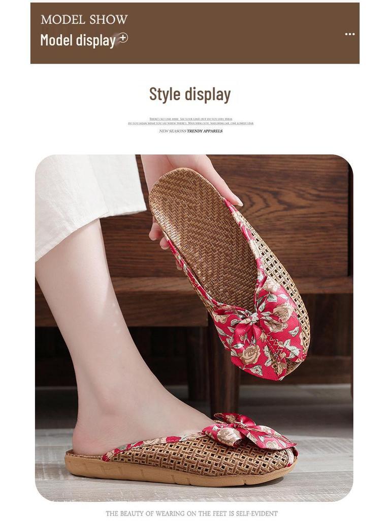 Bamboo Rattan Slippers: Breathable Indoor Summer Footwear for Men & Women
