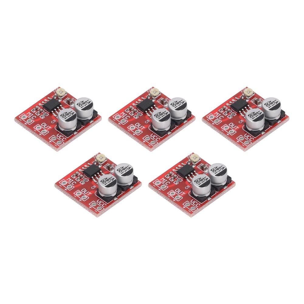 5PCS LM386 Electret Microphone Amplifier Module 20-200x 20*20*7mm Microphone Amplifier Module Adjustable Resistor DC4V‑12V