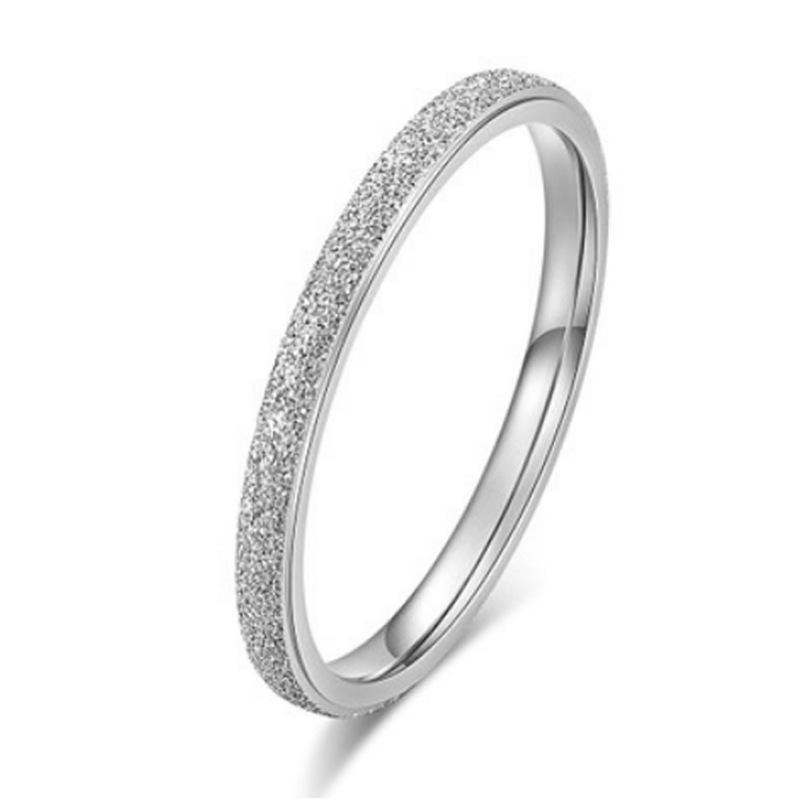 Rose Gold Titanium Steel Sandblasted Rings for Couples - Women's Fashion Jewelry