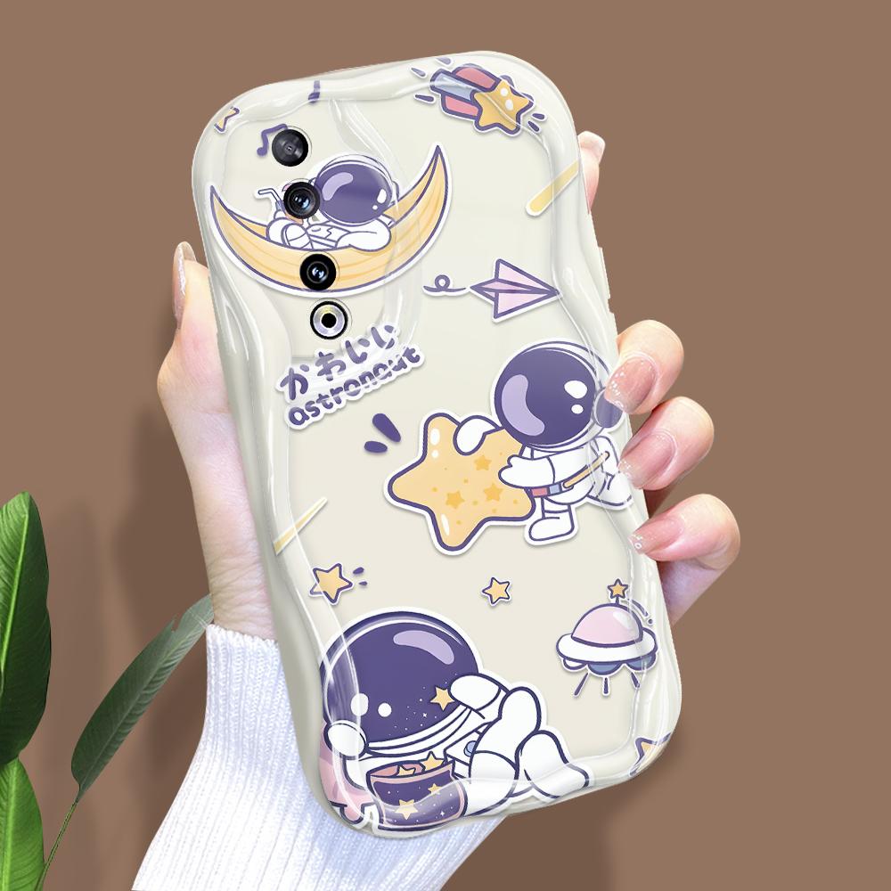 

Милый мультяшный узор, кремовая текстура, мягкий силиконовый чехол с волнистыми краями, чехол для телефона для Huawei Honor Infinix Tecno iPhone iPhone 16 Pro Max белый