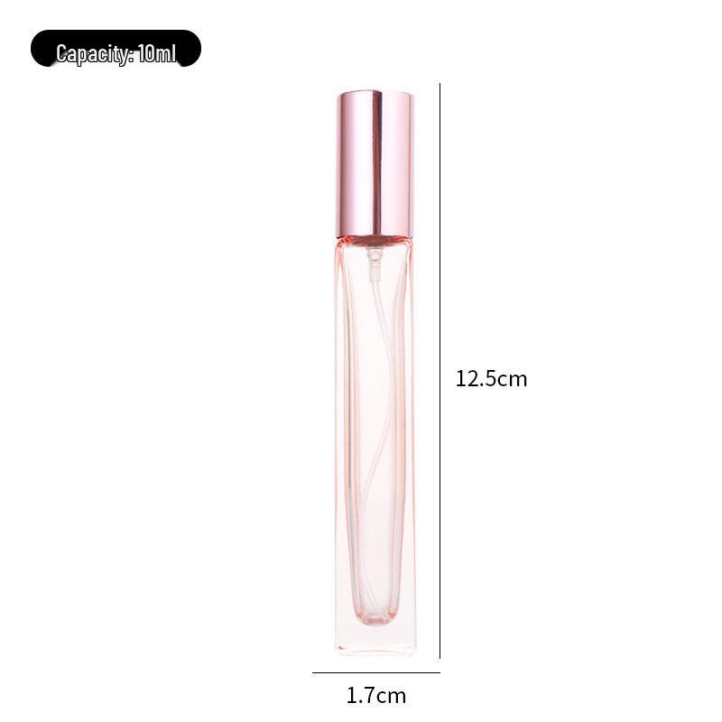Translucent Pink Glass Spray Perfume Bottle, 10ml - Portable Cosmetic Sample Bottle
