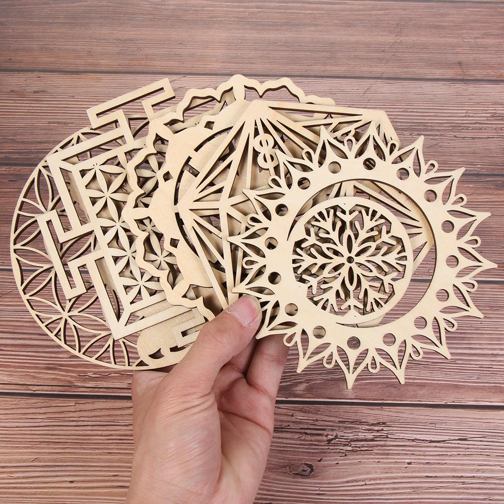 14cm Wooden Wall Sign Flower of Life Shape Coaster Laser Cut Wood Wall Art DIY Crafts Making Geometry Ornament Home Decoration