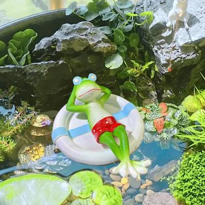 Frog Statue Resin Floating Frog Statues For Ponds Desktop Ornament Cute Animal Statue For Porch Home Garden Pond Backyard Fish