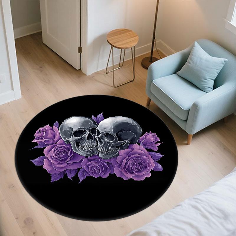 Skull Pattern Round rug,Carpet Rug for Living Room Bedroom Playroom ,Non-slip Floor Mat,Holiday Gifts and Birthday Gifts.