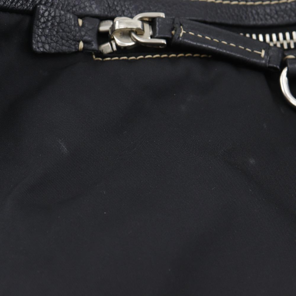 PRADA Logo embossing Tote Bag black Nylon/leather Women Used