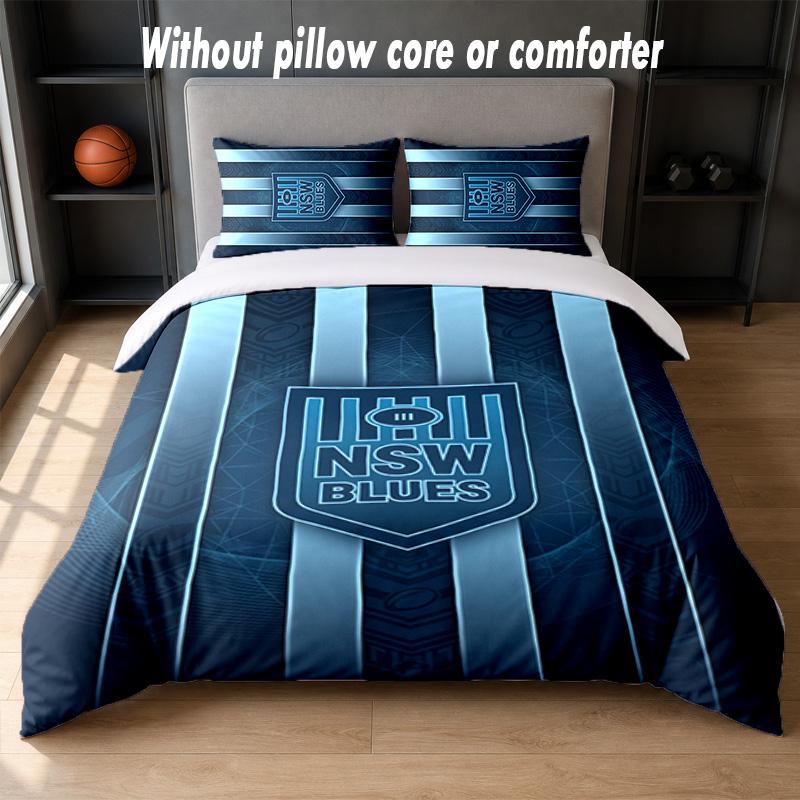 NSW Blues Design Bed Bedding Set 1 Duvet Cover + 2 Pillowcases Soft Breathable Household Bed Linens