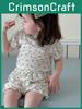 Cute Korean Style Infant Toddler Summer Outfit Set Short Sleeve Floral Print