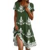 Women's Summer Short Sleeve Round Neck Floral Print Bohemian Dress With Pockets