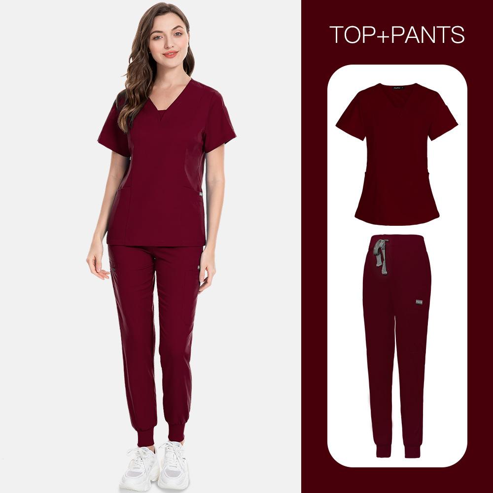 Hot-Selling Nurse Uniforms, Men'S And Women'S Same Scrub, Short-Sleeved Trousers, Two-Piece Set, Thick Casual And Comfortable Work Clothes