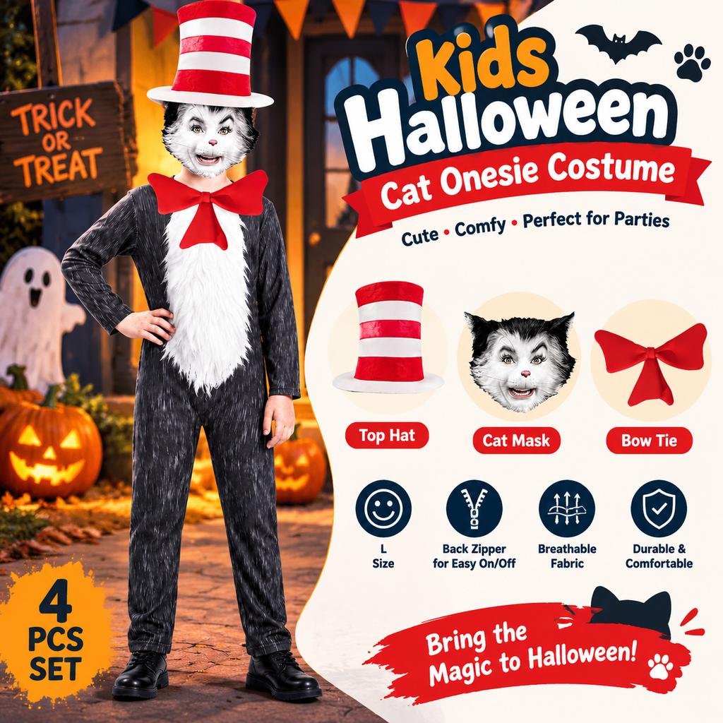 Kids Halloween Cat Onesie