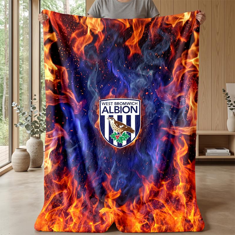 Coperta in Flanella con Stampa del West Bromwich Albion Football Club, Morbida Calda Leggera Coperta da Lancio per Divano Letto Campeggio