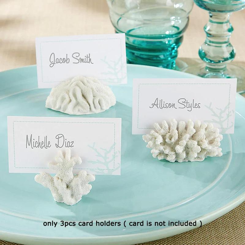 

WTEMPO Sea Coral Shaped Design Place Card Holders Coastal-Inspired Table Card Holders Beach Wedding Decorations Nautical Table Decor 3pcs белый