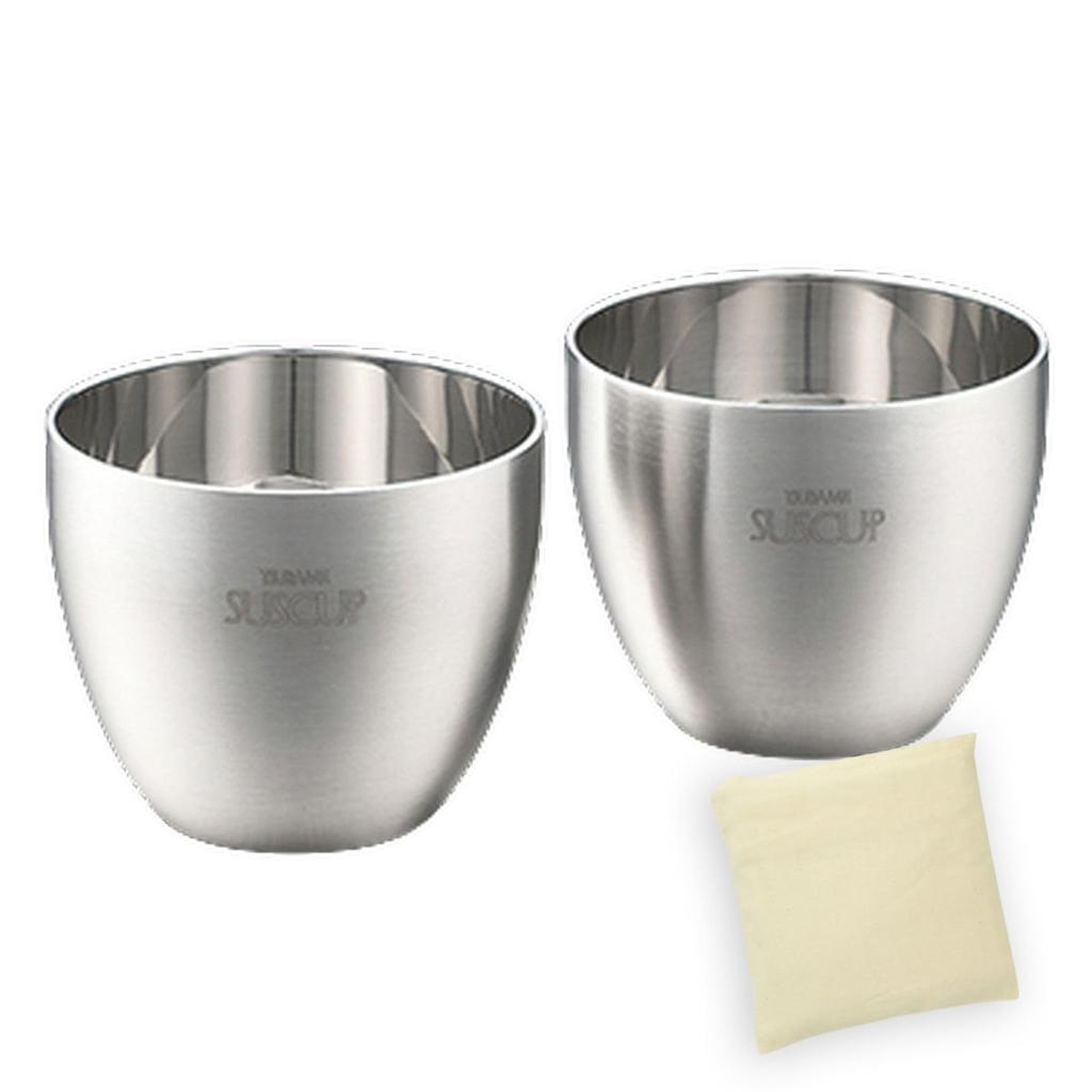 Sake Cup Stainless Double Hairline Sakura Made in Japan J-kitchens-SimpleBag Set, 18/8 Steel, Wall, Finish, Design, Pair, 58ml,