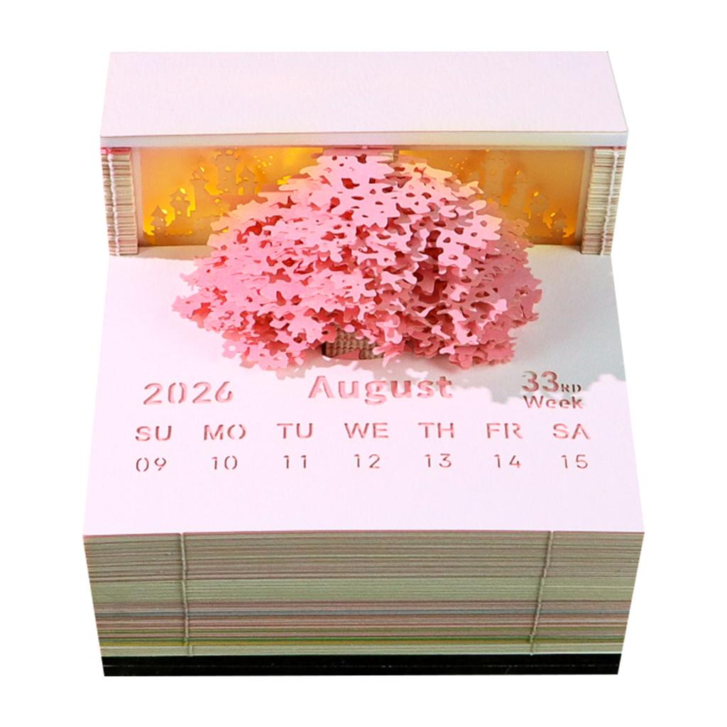 Unique Paper Sculpture Calendar For Desk Decor LED Light Memo Art Note Papers Student Present