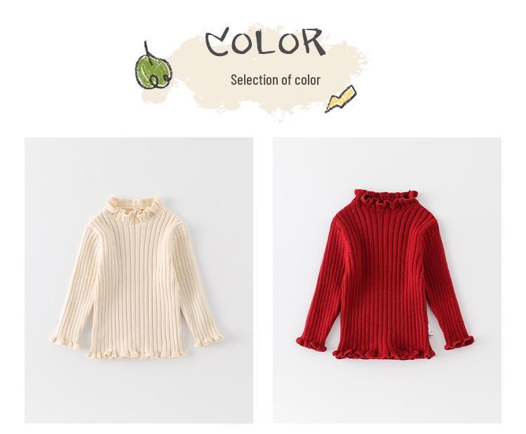 Girls' Cozy Knit Sweater - Stylish Baby Warm Layer, Pure Color Versatile Top for Autumn/Winter