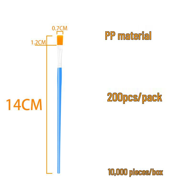 14cm Flat Head Yellow Bristle Acrylic Watercolor Paintbrush for Crochet Hook and Plaster Pigment Painting.