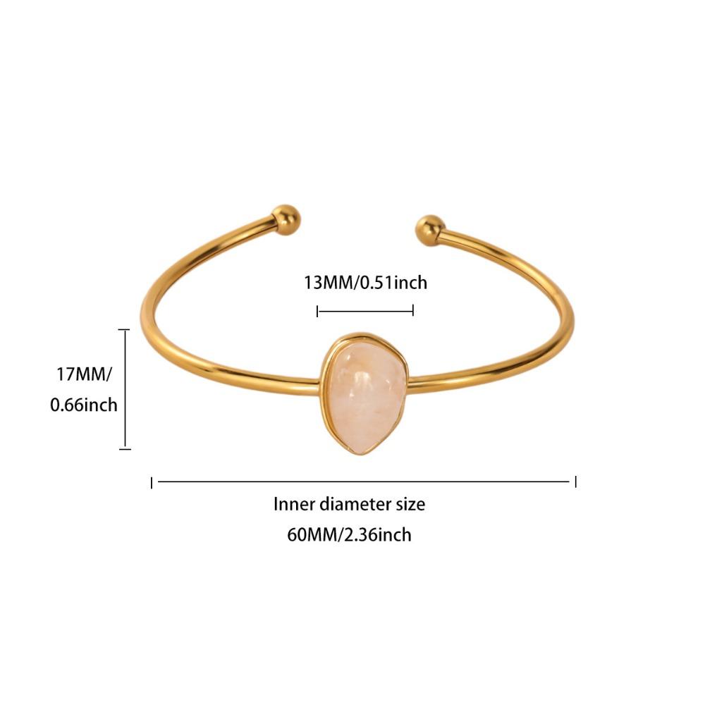 Gold-plated Oval Stone Bracelet Stainless Steel Cuff Bracelet Vintage Open Bangle  Women Jewelry