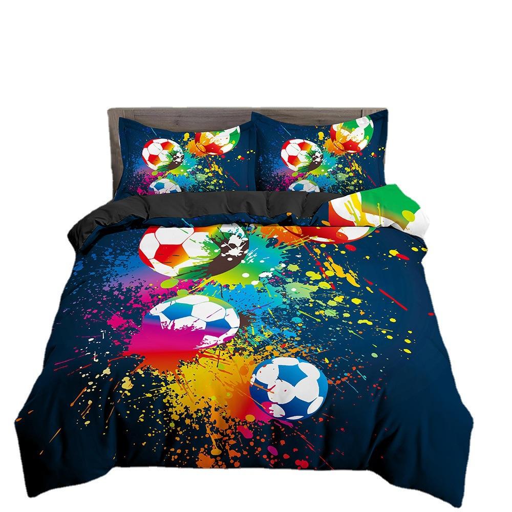 3D Football Printed Home Bedding Set Comfortable Quilt Cover and Pillowcase 2/3 Pieces EU/US/AU/UK Single Bed Double Bed Home Decoration