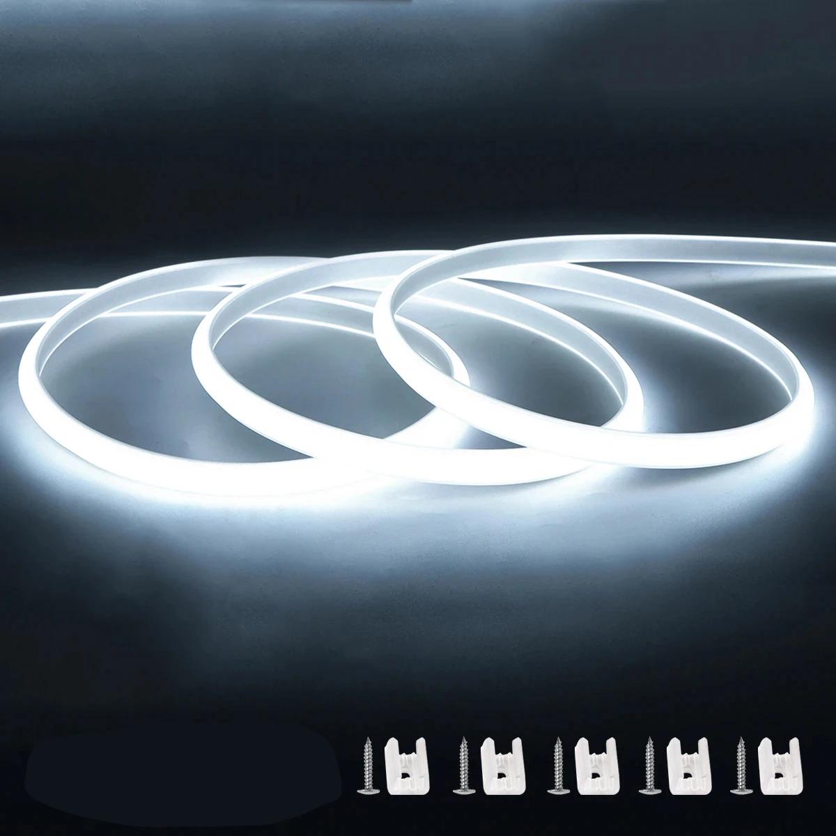 

35M Neon Soft Tube Cob LED Strip Light Super Bright 320LEDs/m RA90 with Switch EU/US Plug Waterproof Outdoor Decor 110V 220V 220V EU Plug&1M белый