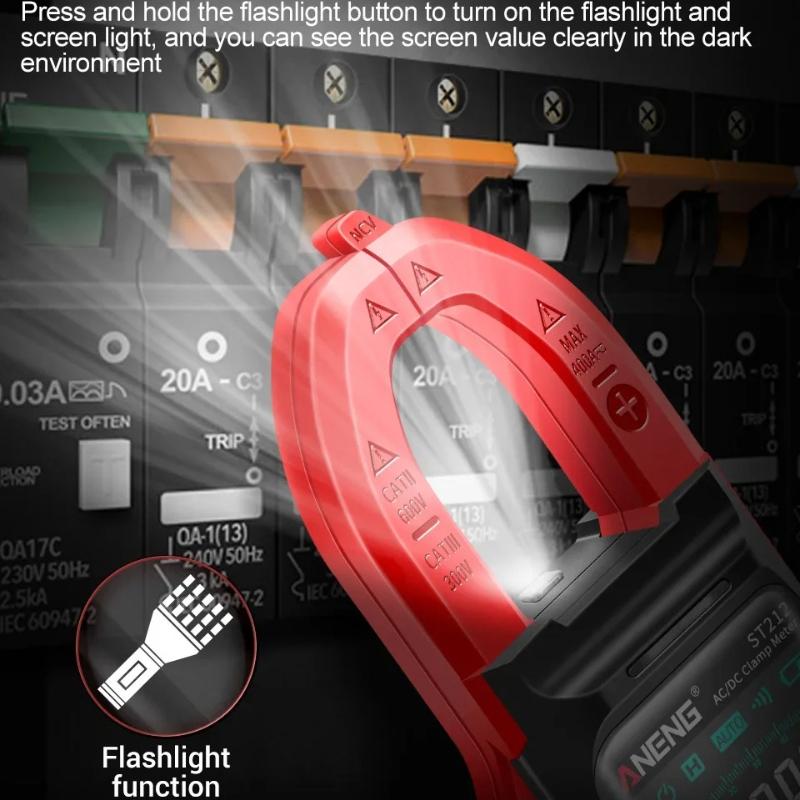 2026 ANENG ST212 DC/AC Current Digital Clamp Meter 6000 Counts 400A Amp Multimeter Large Color Screen Voltage Tester Car Hz NCV Ohm Intelligent Tester