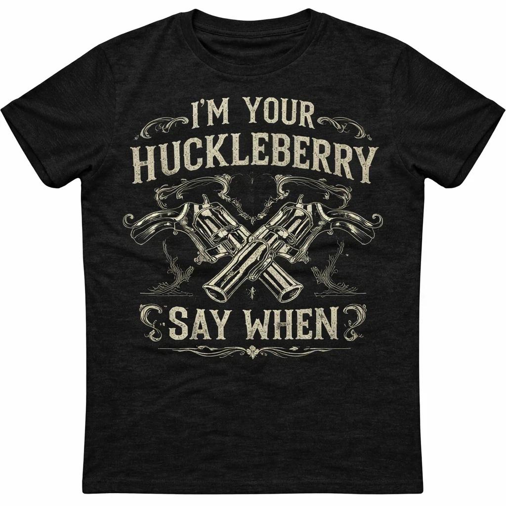 Im Your Huckleberry Shirt, Say When Gun Tee, Western Quote Graphic XL