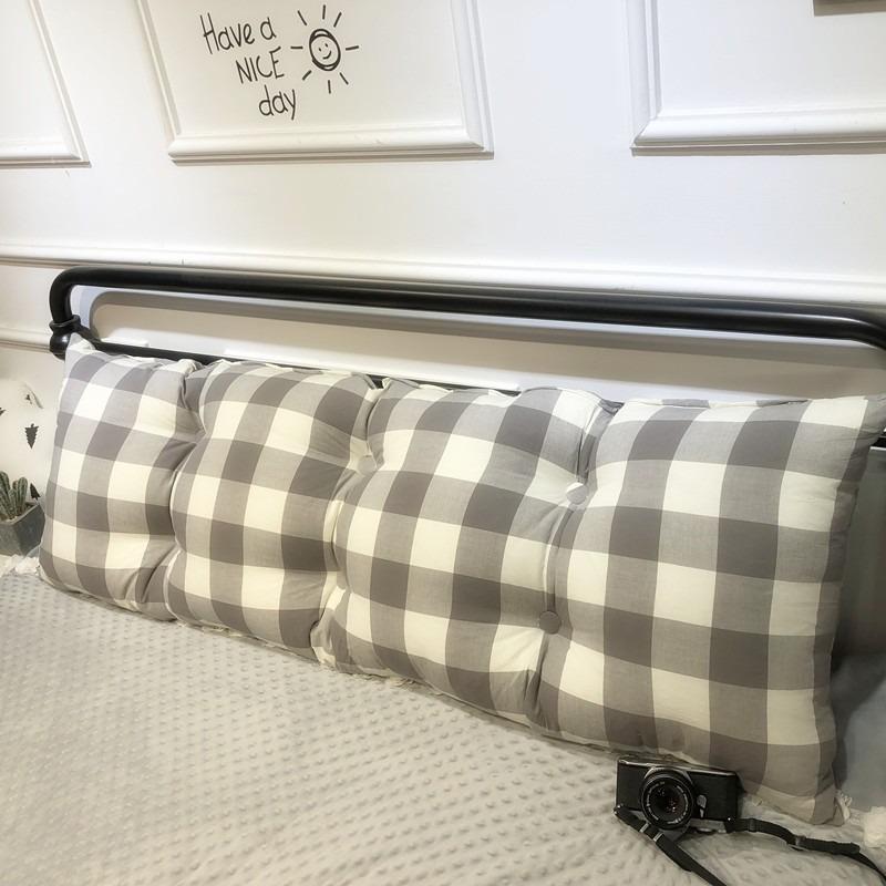 Thickened By 15cm Cute Korean Style Headboard Large Backrest Colorful Checkered Bed Cushion Soft and Skin Friendly Soft Bag Bedroom Tatami Pillow